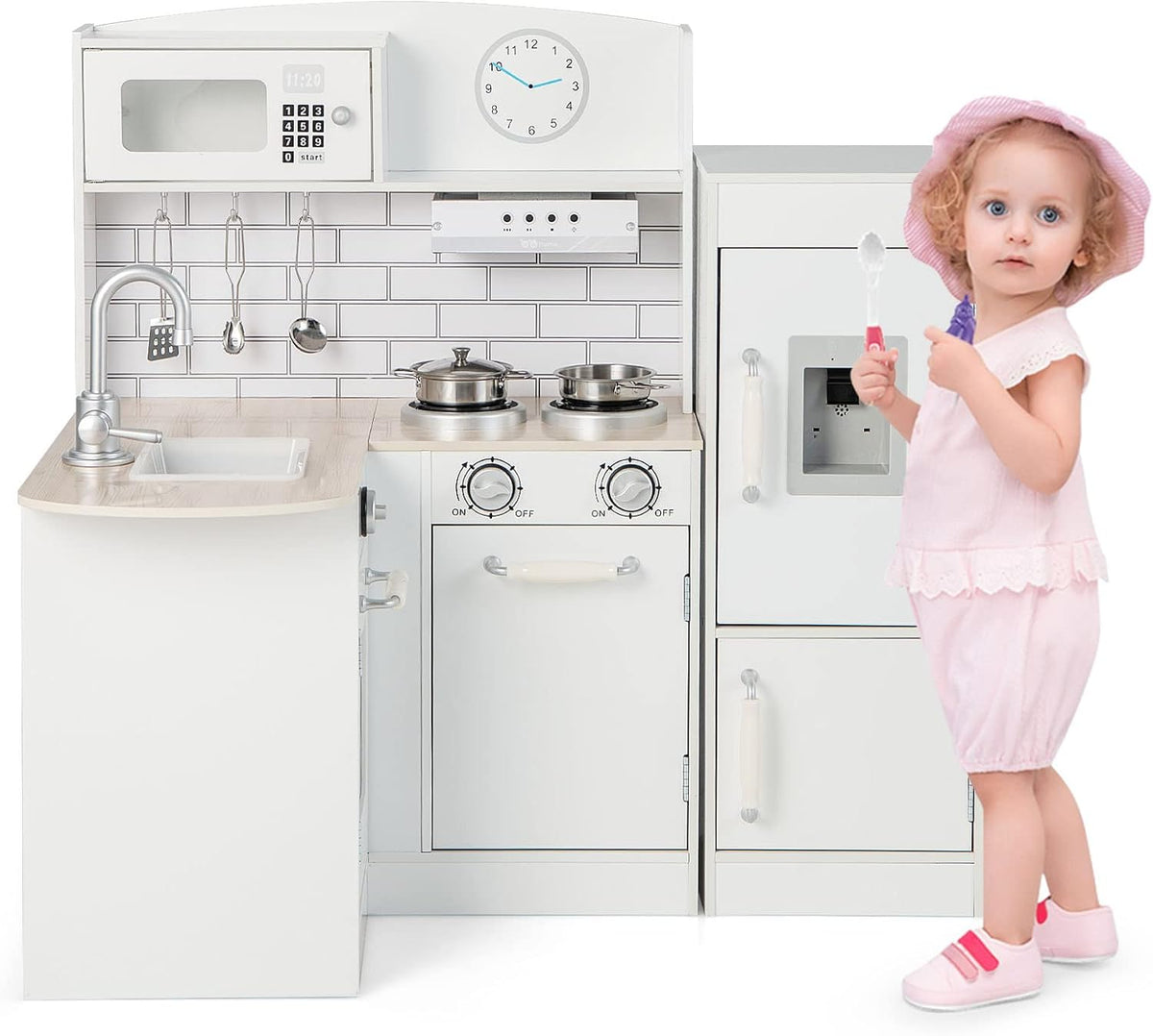 COSTWAY cuisine jouet, bois, pour la cuisine