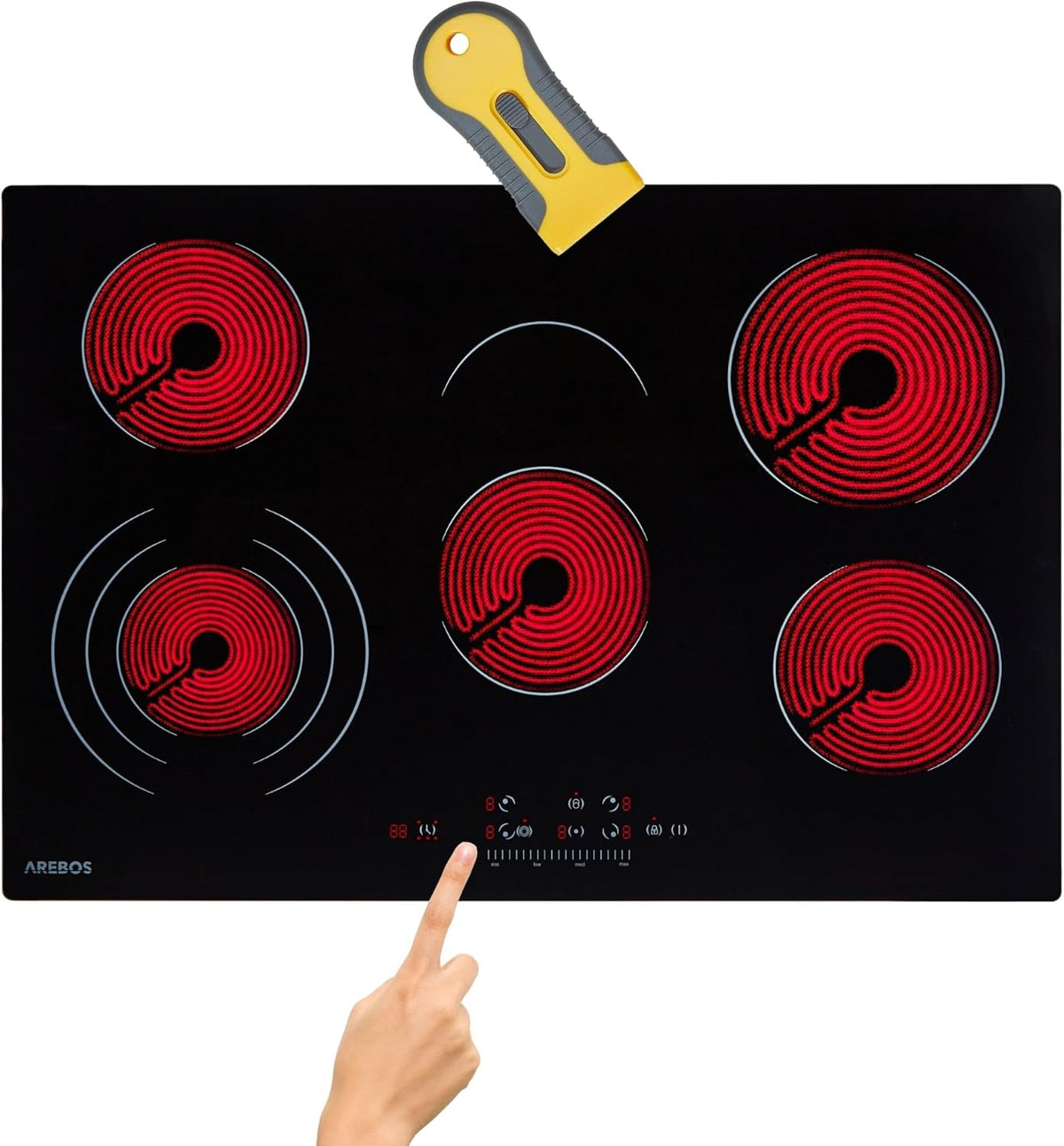 Arebos table de cuisson, 77 cm, 8700 W, vitrocéramique, électrique