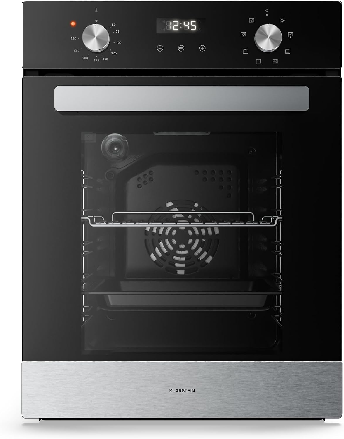 Klarstein four, 45 cm, 67 L, acier inoxydable, verre, noir, encastrable, électrique