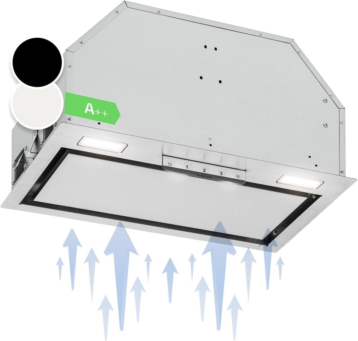 Klarstein hotte aspirante, 90 cm, 369 m³/h, avec éclairage LED, encastrable, pour la cuisine